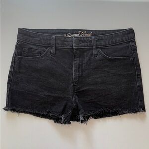Universal Thread Black Jean Shorts with‎ Raw Hem and Distressed Look Size 6 28